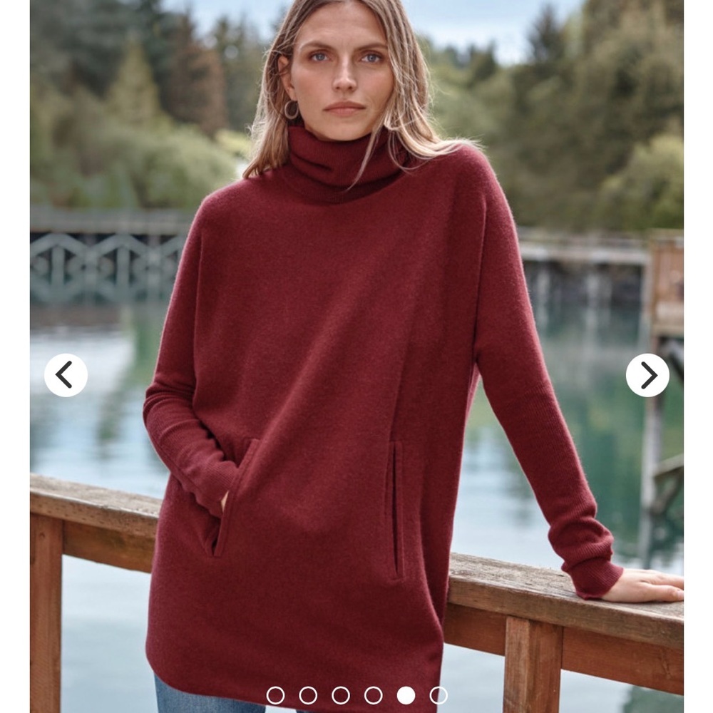 Garnet Hill Oversized Turtleneck Sweater in Goji Berry
